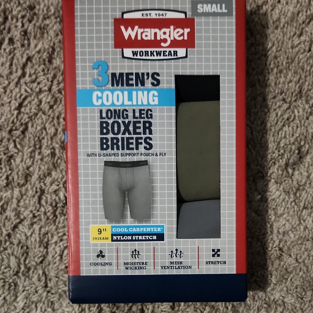 Wrangler Men's Cooling Long Leg Boxer Briefs - 3 Pairs NIB